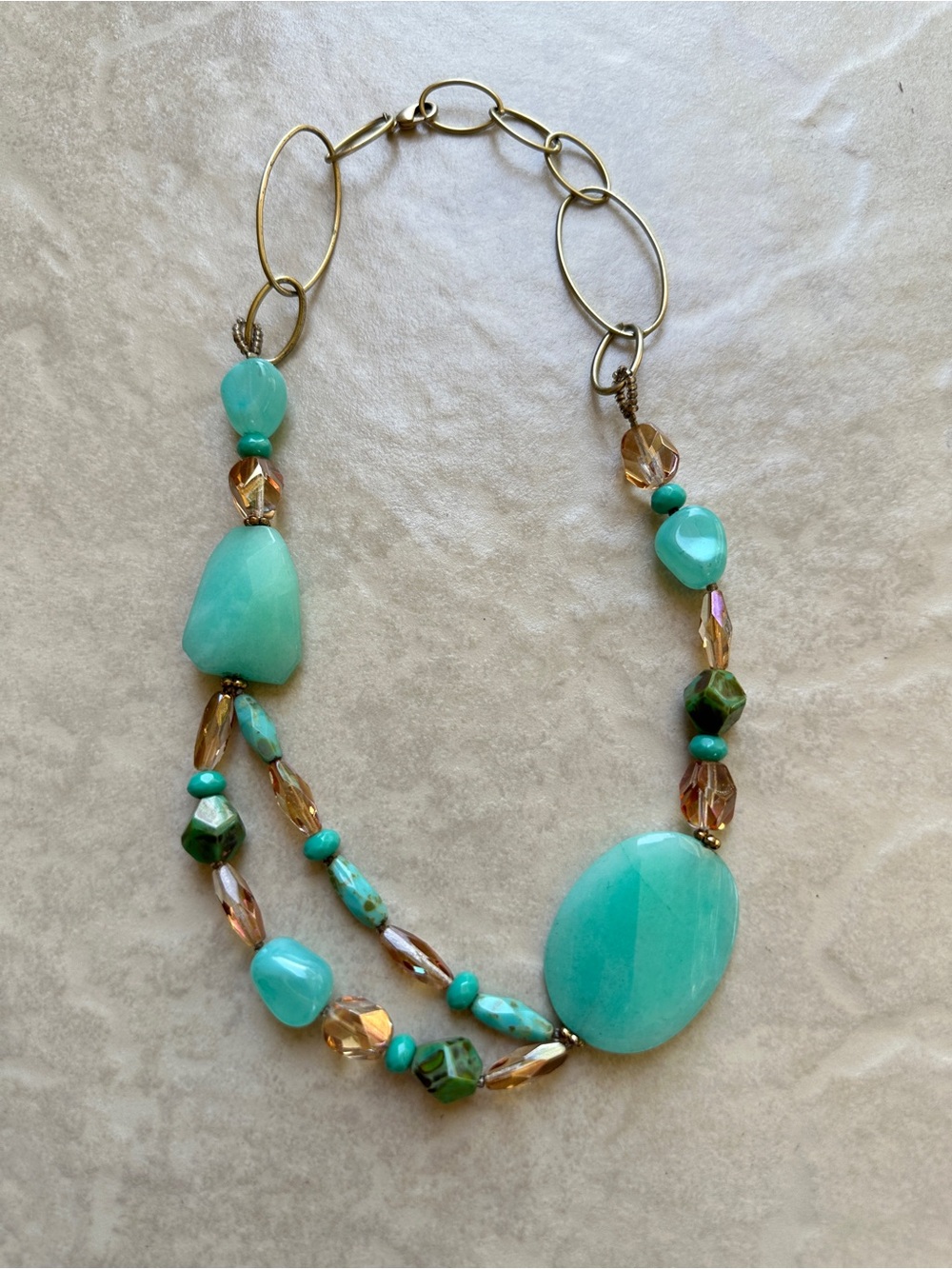 Turquoise Multi-Bead Statement Necklace - Women Jewelry